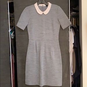 J.Crew silk collar grey fit and flare dress